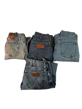 Lot of 4 Wrangler and Georges Damaged/Stained/Ripped Denim Jeans 30x32